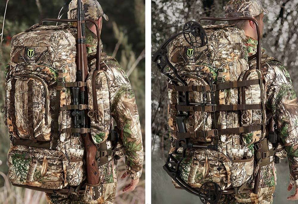 TIDEWE Hunting Backpack 5500cu with Frame and Rain Cover for BowRiflePistol