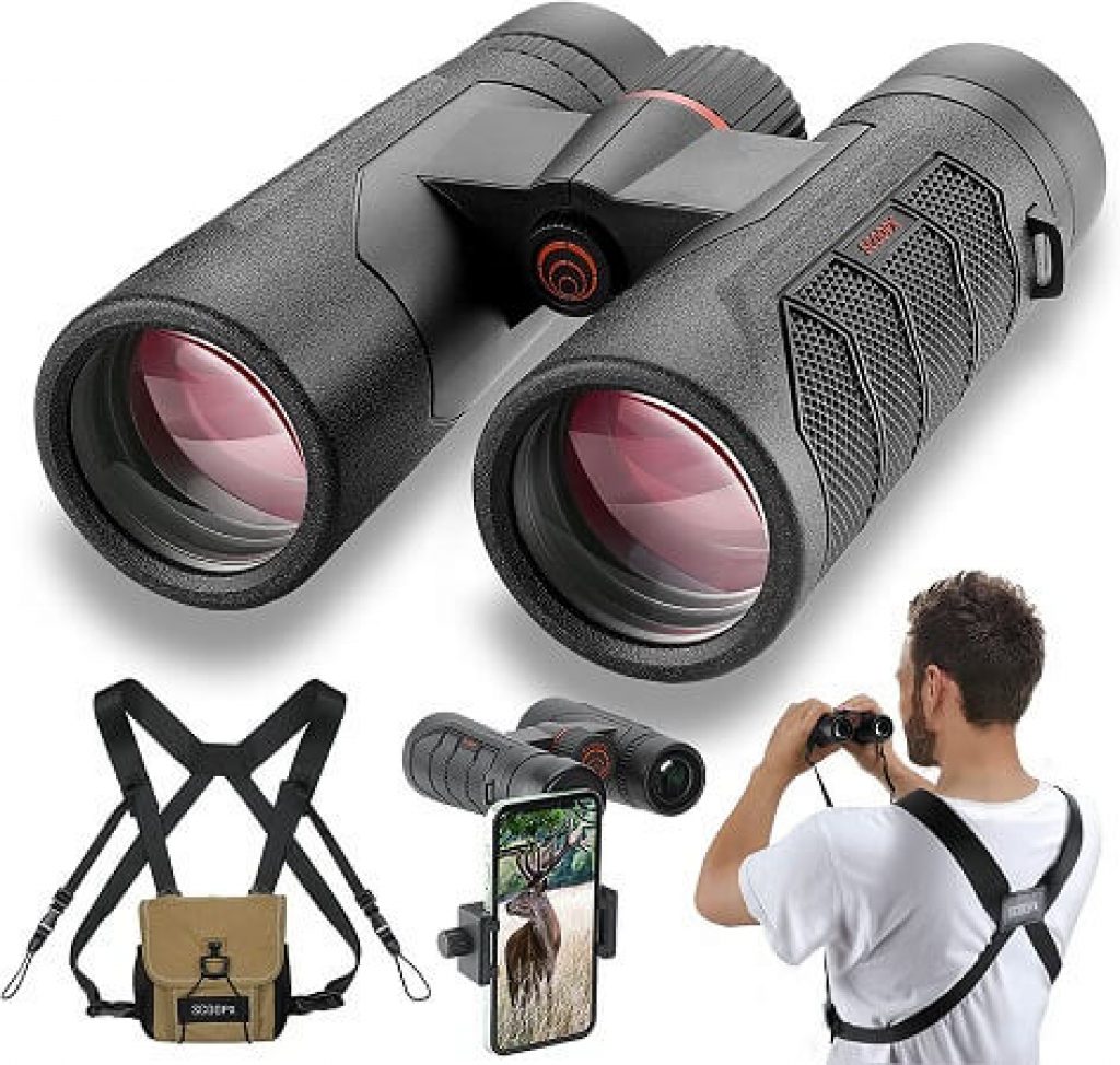 ScoopX 10x40 Ultra HD Binoculars with Phone Adapter and Harness
